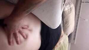 Blonde girlfriend cheats with her pussy exposed in a steamy encounter.