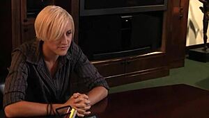 The desperate blonde offered her body and fingering skills to the dyke boss for the job