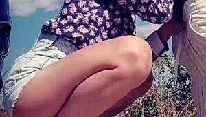 Licking His Cock Sprays Cum on Her Lips