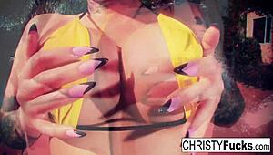 Christy Mack masturbates in shower.