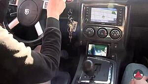 muscular asian milf bodybuilder drives in fishnets and pointed heels