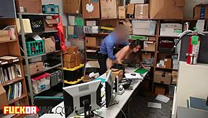 Brunette teen got hammered hard for shoplifting in the office. Her petite frame took every inch during the intense reality check.