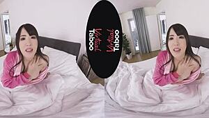 japanese brunette masturbates in pajamas, reaching taboo orgasm solo 😏