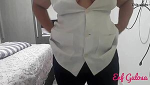 Massive lingerie-clad BBW slut shows off fat ass in close-up action