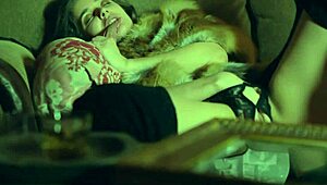 she's watching herself masturbate in the mirror to orgasm