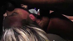 Interracial group babe fingered and humiliated by big cocks