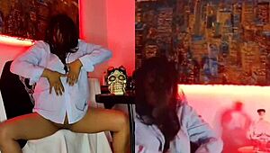 Intense dancing leads to orgasm with dildo and muff diving in webcam show