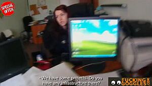 Hey, check out this redhead Barbara getting gently fucked in the office POV! 😉