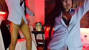 Intense dancing leads to orgasm with dildo and muff diving in webcam show