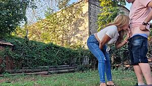 Latina Neighbor Deepthroats My Cock On My Land!