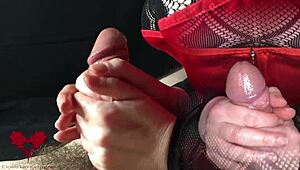 pov edging handjob leading to ruined orgasm with close-up second view swap