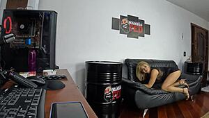 Blonde Liberal Behind Mansion Cameras Bareback