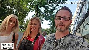 hungarian blondes NIKKY THORNE and NESTY SHARE COCK in behind-the-scenes making-of porn movie