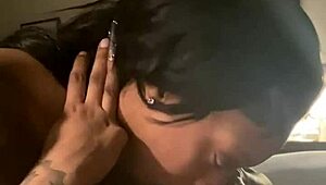 do you want to see this ebony slut give full sloppy head and take facials on her natural tits? part 1.