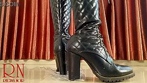 Goddess Destroys Eggs with High Boots