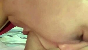 She gives intense blowjob to monster cock, sucking deep and hard