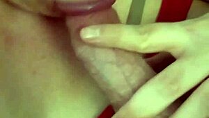 She gives intense blowjob to monster cock, sucking deep and hard