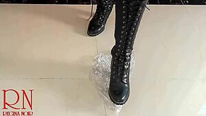 Goddess Destroys Eggs with High Boots