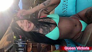 Queen victoria in the beach and riding a dildo bikini toys brunette bathing shower riding beach pussy young 18+