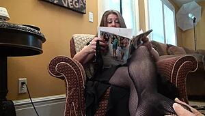 the milf's red toes are painted beautifully in a simple story