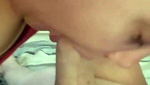 She gives intense blowjob to monster cock, sucking deep and hard