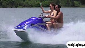 cute teen 18+s enjoying monster cocks on speedboat in bikinis 😏