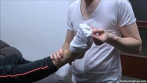 gorgeous gay twinks explore hot foot play, sucking toes and handjobs