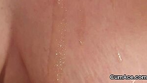 Naughty centerfold sucks and gets facial cumshot in blowbang