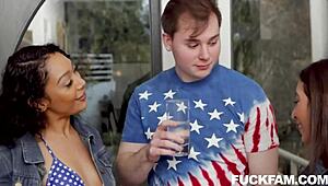 Sarah Lace And Amber Summer Work On Patriotic Group Project With Anthony Pierce