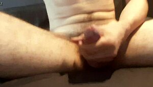 Powerful solo masturbation with intense cock stroking and building pleasure