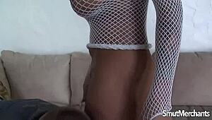 I watch this pornstar brunette babe fuck hard and cum on her tits, it's so hot!