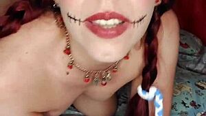 shyyfxx in halloween roleplay collecting her debt with dildo