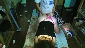 She strips her dress and I fuck her doggy in the messy room 😈