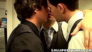 I love threesome anal and blowjob sessions with office twinks