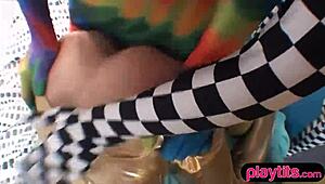 College Teens In Costumes Party In Dorm, End With Groupsex