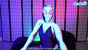 Watch Kelsi Monroe Cosplay as Gwen Stacy Explode in Intense Webcam Orgasm!