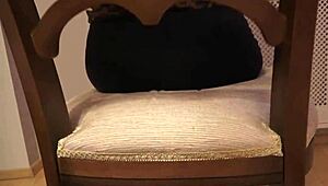 Caught neighbor's wife dreaming so i fucked her hard on chair and came on her sweet butt cheeks