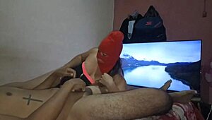 This hot Colombian masked guy sneaks into my room and gives an amazing blowjob 😍