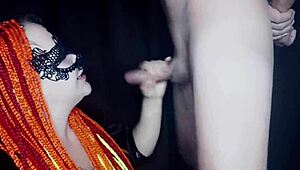 she gives a gentle blowjob and swallows cum