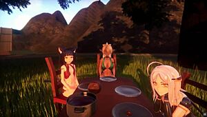 Dominant elf woman fucks crabs in hentai game