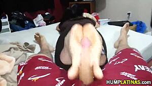 feeling the sexy latina's footjob on my ass
