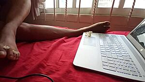 Painting nails with a foot fetish vibe while watching youtube