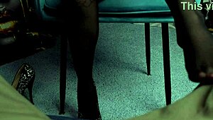 Eva, the sexy boss, gets fucked by her subordinate with intense footjob and blowjob.