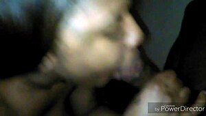 Ebony Woman Performs Sloppy Sucking
