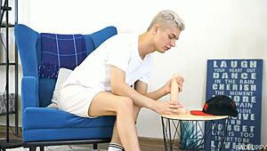 Alex pushes dildo deep into tight ass