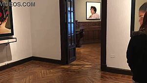 playing with vibrator in art gallery!