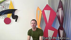 Merciless black dudes sharing a poor white guy in intense action.