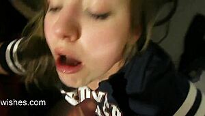 Watch This Schoolgirl Get Her Throat Fucked Hard!