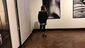 playing with vibrator in art gallery!