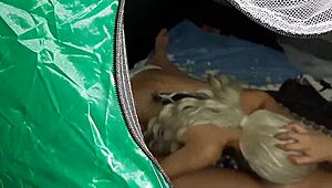 i'm peeping on these lesbian girls licking each other in the tent, it's so hot